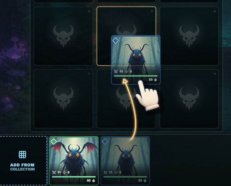 Drag a defeated demon from hand into an open team slot