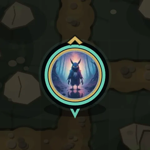 A rival hunter marker standing on a tile in the Among Demons world map