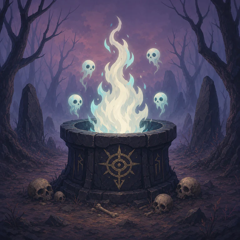 The Whispering Well overflowing with ivory spectral flame